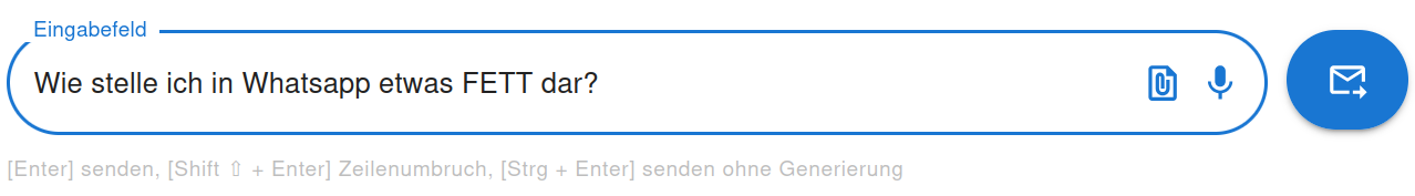 Das Eingabefeld am unteren Rand des Chats
